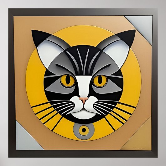 Poster Œuvre d'art géométrique de chat (Devant)