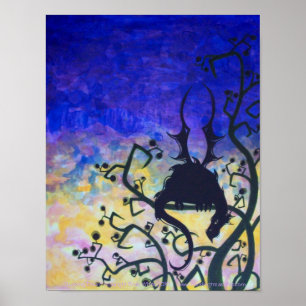 Poster OEuvre d'art imaginaire silhouette du dragon de l'
