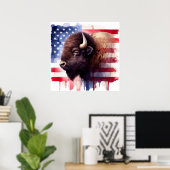 Poster Œuvre d'art majestueuse représentant des bisons am (Bureau à domicile)
