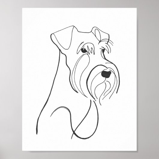 Poster Œuvre d'art minimaliste de Schnauzer peint à la ma (Devant)