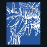 Poster OEuvre d'art moderne Bleu Botanique Florale<br><div class="desc">Une ligne florale minimaliste simple et moderne dessinée dans une jolie couleur bleu cobalt.</div>