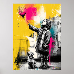 Poster Œuvre d'art moderne émotionnelle pour enfants avec