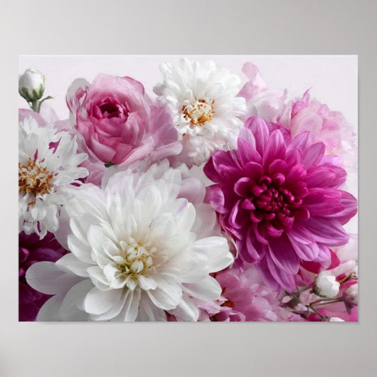 Poster Œuvre d'art murale à fleurs rouges et blanches – D (Devant)