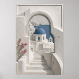 Poster Œuvre d'art murale à voûte bleue blanchie à la cha