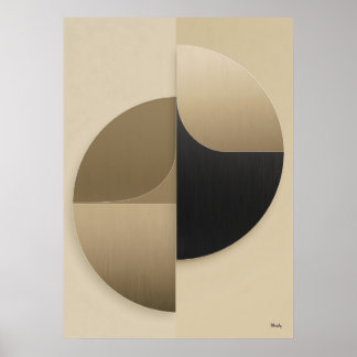 Poster Œuvre d'art murale abstraite géométrique Japandi d
