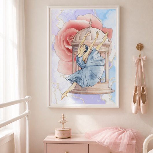 Poster Œuvre d'art murale Ballerine Rose
