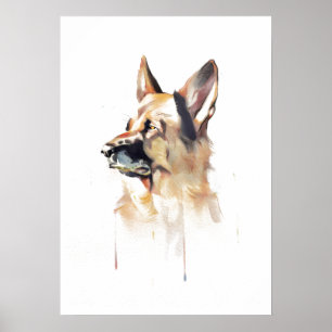 Poster Œuvre d'art murale Berger allemand, Peinture pour 