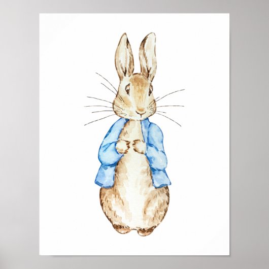 Poster Œuvre d'art murale Blue Bunny | Lapin aquarelle (Devant)