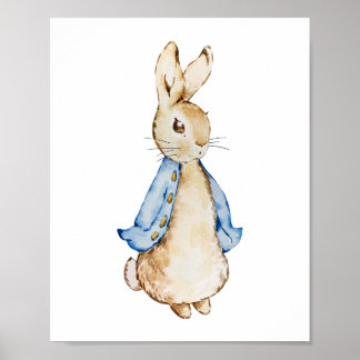 Poster Œuvre d'art murale Blue Bunny | Lapin aquarelle