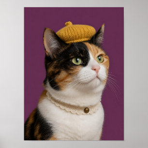 Poster Œuvre d'art murale chat calico — Portrait de bibli