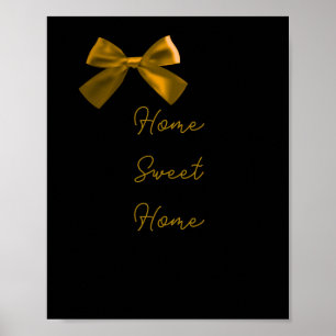 Poster Œuvre d'art murale chic en or et noir Bow Luxe Or