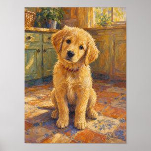 Poster Œuvre d'art murale chiot Golden Retriever — Impres