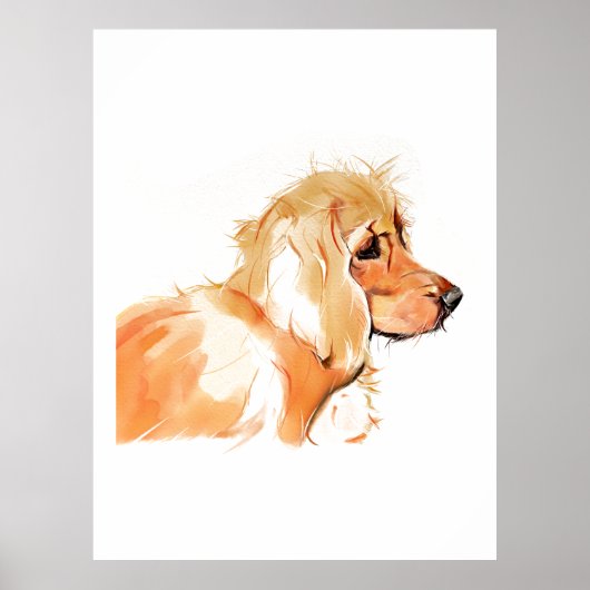 Poster Œuvre d'art murale Cocker Spaniel, Peinture à l'aq (Devant)
