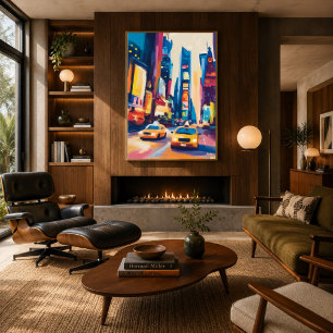 Poster Œuvre d'art murale colorée fauviste de la skyline 