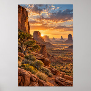 Poster Œuvre d'art murale Coucher de soleil des buttes du