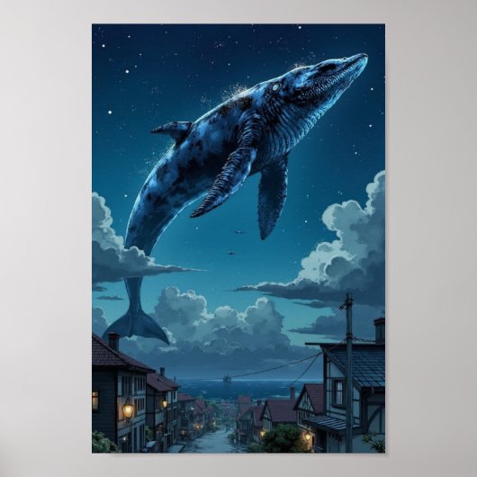 Poster Œuvre d'art murale de baleine céleste d'anime (Devant)