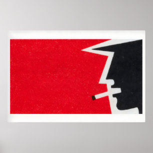 Poster Œuvre d'art murale de boîte d'allumettes Homme fum
