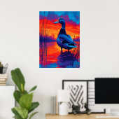 Poster Œuvre d'art murale de canard expressionniste color (Bureau à domicile)