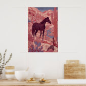 Poster Œuvre d'art murale de cheval du désert occidental, (Cuisine)