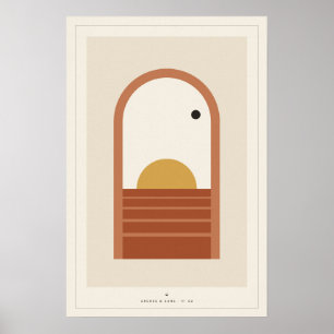 Poster Œuvre d'art murale de coucher de soleil à fenêtre
