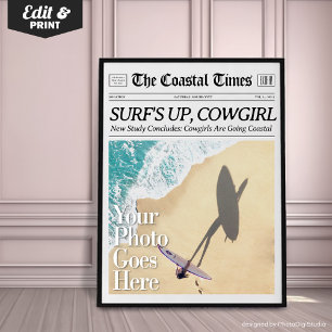 Poster Oeuvre d'art murale de cow-girl côtière sur impres