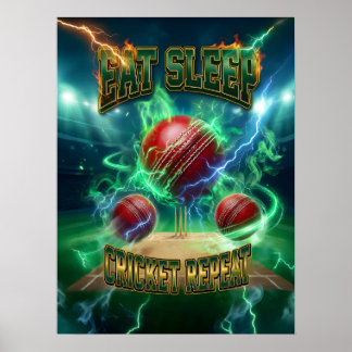 Poster Œuvre d'art murale de cricket - Rétro 90