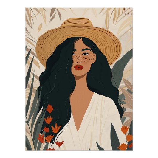 Poster Œuvre d'art murale de femme boho (Devant)
