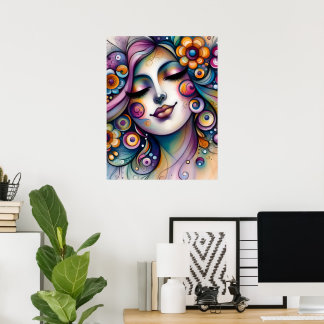 Poster Œuvre d'art murale de femme fantaisiste murmurante