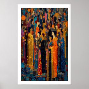 Poster Œuvre d'art murale de festival Scène de foule indi