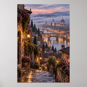 Poster Œuvre d'art murale de Florence inspirée du coucher