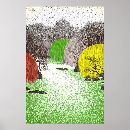 Poster Œuvre d'art murale de forêt pointillée Rivière d'a (Devant)