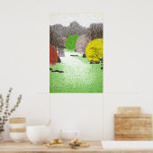 Poster Œuvre d'art murale de forêt pointillée Rivière d'a (Cuisine)
