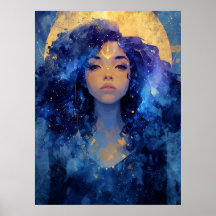 Œuvre d'art murale de la déesse lunaire céleste