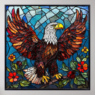 Poster 🦅 Œuvre d'art murale de l'aigle américain en mosa