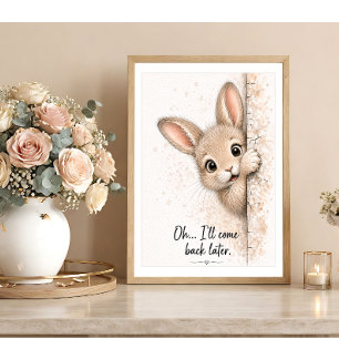 Poster Œuvre d'art murale de lapin qui regarde Drôle Impr