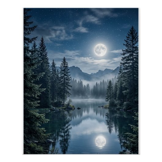 Poster Œuvre d'art murale de luxe de forêt d'arbres verts (Devant)