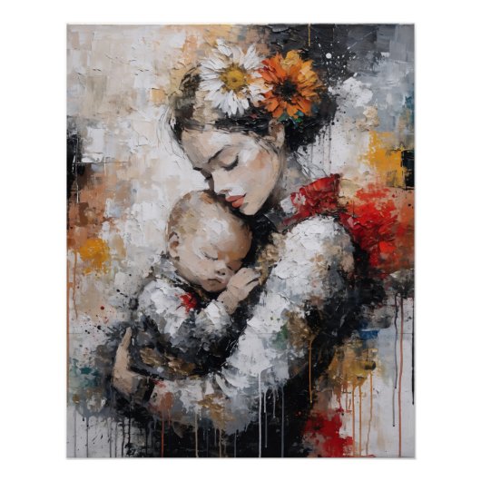 Poster Œuvre d'art murale de maternité émotionnelle avec (Devant)