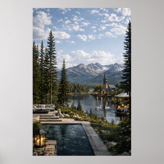 Poster Œuvre d'art murale de montagnes pour salon