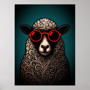 Poster Oeuvre d'art murale de moutons cool