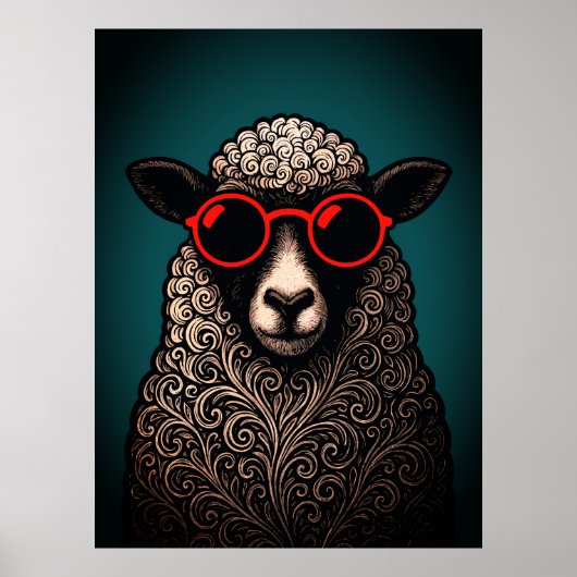Poster Oeuvre d'art murale de moutons cool (Devant)