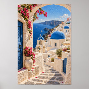 Poster Œuvre d'art murale de mur côtier au dôme bleu de l