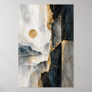 Poster Œuvre d'art murale de paysage abstrait de soleil d