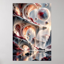 Œuvre d'art murale de paysages cosmiques surréalis