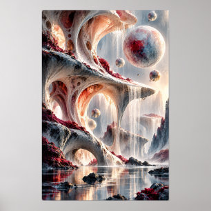 Poster Œuvre d'art murale de paysages cosmiques surréalis