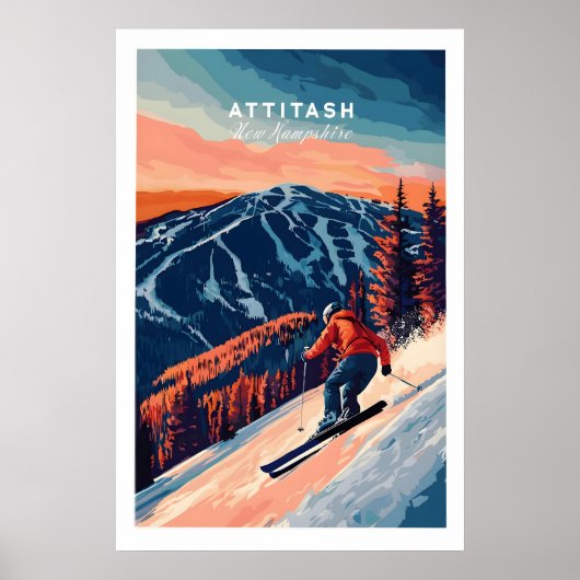 Poster Œuvre d'art murale de ski Attitash 1 (Devant)