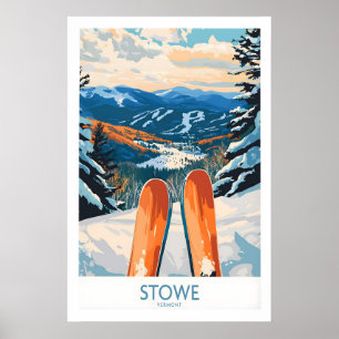 Poster Œuvre d'art murale de ski de Stowe Valley 1