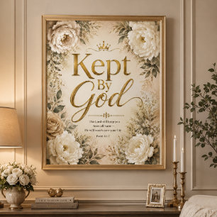 Poster Œuvre d'art murale de verset biblique en or et bla