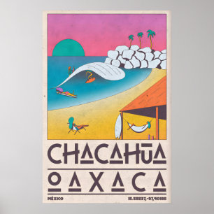 Poster Œuvre d'art murale de voyage Scène de surf Chacahu
