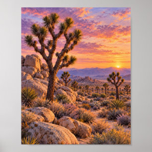 Poster Œuvre d'art murale Désert de Joshua Tree au couche