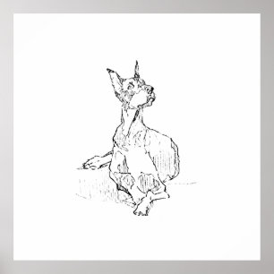 Poster Œuvre d'art murale Doberman – Dessin au trait mini